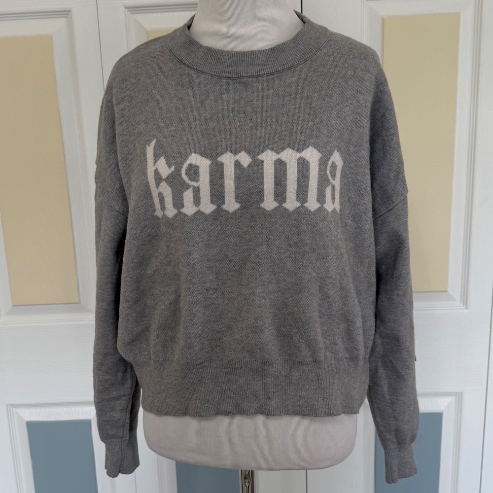 STELLA‎ TWEED Grey Karma Graphic Crewneck Sweater Women's Size M